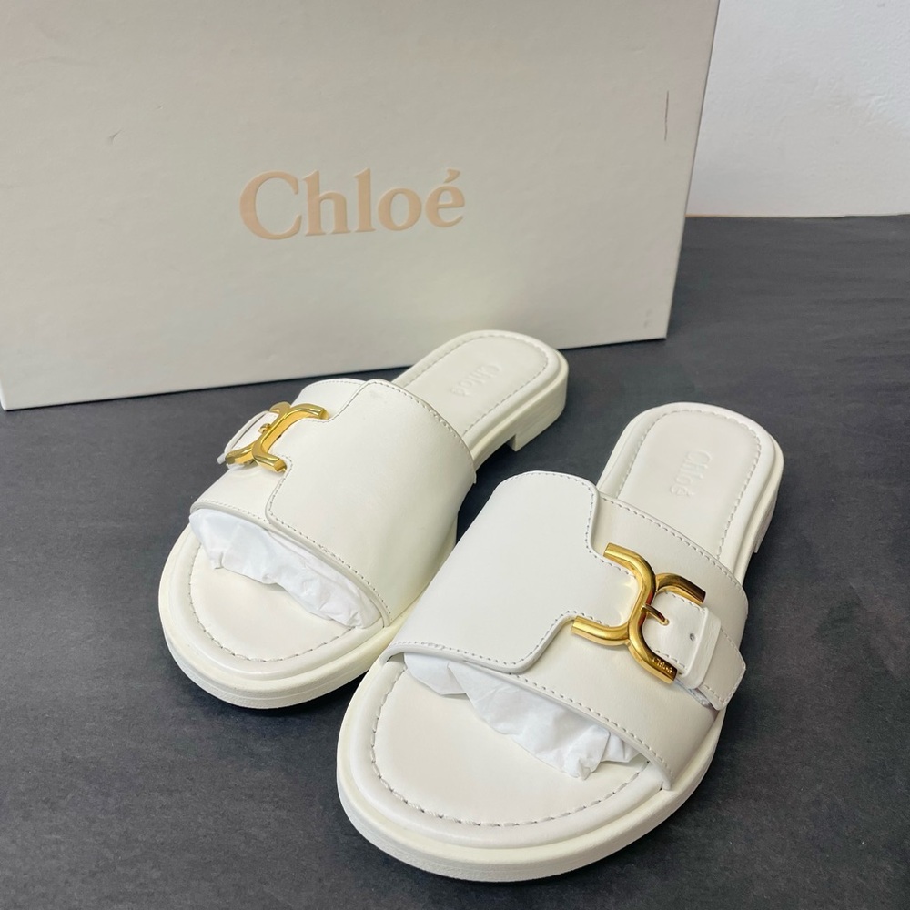 Chloe Marcie Slides in Eggshell size 35 - Picture 2 of 11